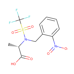 C[C@@H](C(=O)O)N(Cc1ccccc1[N+](=O)[O-])S(=O)(=O)C(F)(F)F ZINC000013863116