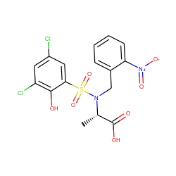 C[C@@H](C(=O)O)N(Cc1ccccc1[N+](=O)[O-])S(=O)(=O)c1cc(Cl)cc(Cl)c1O ZINC000013863140