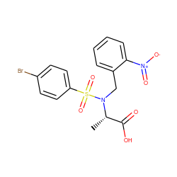 C[C@@H](C(=O)O)N(Cc1ccccc1[N+](=O)[O-])S(=O)(=O)c1ccc(Br)cc1 ZINC000013863123