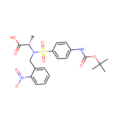 C[C@@H](C(=O)O)N(Cc1ccccc1[N+](=O)[O-])S(=O)(=O)c1ccc(NC(=O)OC(C)(C)C)cc1 ZINC000013863131