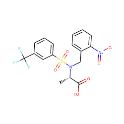 C[C@@H](C(=O)O)N(Cc1ccccc1[N+](=O)[O-])S(=O)(=O)c1cccc(C(F)(F)F)c1 ZINC000013863135