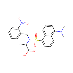 C[C@@H](C(=O)O)N(Cc1ccccc1[N+](=O)[O-])S(=O)(=O)c1cccc2c(N(C)C)cccc12 ZINC000013863145