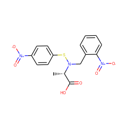 C[C@@H](C(=O)O)N(Cc1ccccc1[N+](=O)[O-])Sc1ccc([N+](=O)[O-])cc1 ZINC000013863190