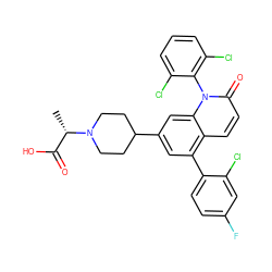 C[C@@H](C(=O)O)N1CCC(c2cc(-c3ccc(F)cc3Cl)c3ccc(=O)n(-c4c(Cl)cccc4Cl)c3c2)CC1 ZINC000028564939