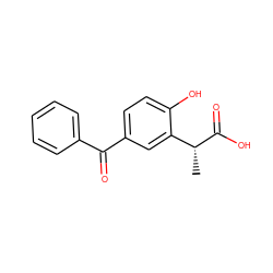 C[C@@H](C(=O)O)c1cc(C(=O)c2ccccc2)ccc1O ZINC000013558296