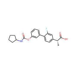 C[C@@H](C(=O)O)c1ccc(-c2cccc(OC(=O)NC3CCCC3)c2)c(F)c1 ZINC000143658416