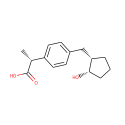 C[C@@H](C(=O)O)c1ccc(C[C@@H]2CCC[C@@H]2O)cc1 ZINC000028220812