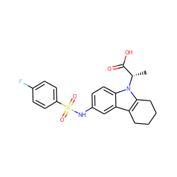 C[C@@H](C(=O)O)n1c2c(c3cc(NS(=O)(=O)c4ccc(F)cc4)ccc31)CCCC2 ZINC000028344082