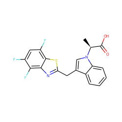 C[C@@H](C(=O)O)n1cc(Cc2nc3c(F)c(F)cc(F)c3s2)c2ccccc21 ZINC000011536161