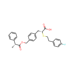 C[C@@H](C(=O)OCc1ccc(C[C@@H](SCCc2ccc(F)cc2)C(=O)O)cc1)c1ccccc1 ZINC000114960145