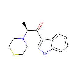 C[C@@H](C(=O)c1c[nH]c2ccccc12)N1CCSCC1 ZINC000057058739