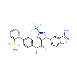 C[C@@H](C(=O)c1cc(C(F)(F)F)nn1-c1ccc2onc(N)c2c1)c1ccc(-c2ccccc2S(N)(=O)=O)cc1 ZINC000029037667