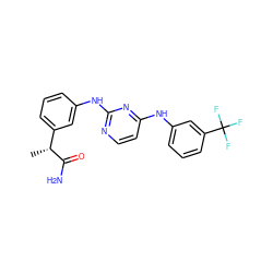 C[C@@H](C(N)=O)c1cccc(Nc2nccc(Nc3cccc(C(F)(F)F)c3)n2)c1 ZINC001772642798