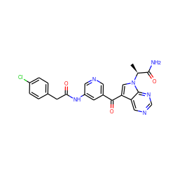 C[C@@H](C(N)=O)n1cc(C(=O)c2cncc(NC(=O)Cc3ccc(Cl)cc3)c2)c2cncnc21 ZINC000169707786