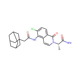 C[C@@H](C(N)=O)n1ccc2c(NC(=O)CC34CC5CC(CC(C5)C3)C4)c(Cl)ccc2c1=O ZINC000043075034