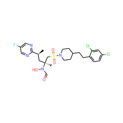 C[C@@H](C[C@@](C)(CS(=O)(=O)N1CCC(CCc2ccc(Cl)cc2Cl)CC1)N(O)C=O)c1ncc(F)cn1 ZINC000066098591