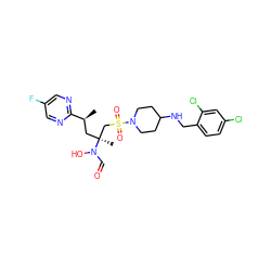 C[C@@H](C[C@@](C)(CS(=O)(=O)N1CCC(NCc2ccc(Cl)cc2Cl)CC1)N(O)C=O)c1ncc(F)cn1 ZINC000066080307