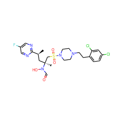 C[C@@H](C[C@@](C)(CS(=O)(=O)N1CCN(CCc2ccc(Cl)cc2Cl)CC1)N(O)C=O)c1ncc(F)cn1 ZINC000066098590