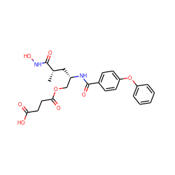 C[C@@H](C[C@@H](COC(=O)CCC(=O)O)NC(=O)c1ccc(Oc2ccccc2)cc1)C(=O)NO ZINC000013558896