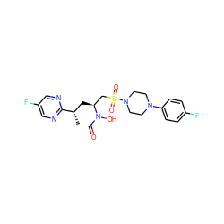 C[C@@H](C[C@@H](CS(=O)(=O)N1CCN(c2ccc(F)cc2)CC1)N(O)C=O)c1ncc(F)cn1 ZINC000034246508