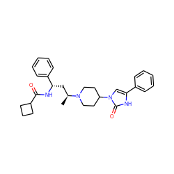 C[C@@H](C[C@H](NC(=O)C1CCC1)c1ccccc1)N1CCC(n2cc(-c3ccccc3)[nH]c2=O)CC1 ZINC000040391569