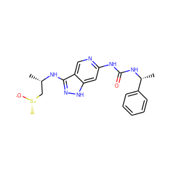 C[C@@H](C[S@+](C)[O-])Nc1n[nH]c2cc(NC(=O)N[C@H](C)c3ccccc3)ncc12 ZINC001772619766