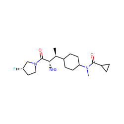 C[C@@H](C1CCC(N(C)C(=O)C2CC2)CC1)[C@H](N)C(=O)N1CC[C@H](F)C1 ZINC000014963983