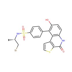 C[C@@H](CBr)NS(=O)(=O)c1ccc(-c2c(O)ccc3[nH]c(=O)c4sccc4c23)cc1 ZINC000149983450