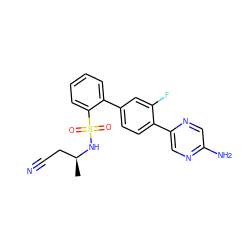 C[C@@H](CC#N)NS(=O)(=O)c1ccccc1-c1ccc(-c2cnc(N)cn2)c(F)c1 ZINC000224703527