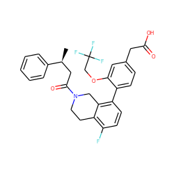 C[C@@H](CC(=O)N1CCc2c(F)ccc(-c3ccc(CC(=O)O)cc3OCC(F)(F)F)c2C1)c1ccccc1 ZINC000144090823