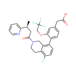 C[C@@H](CC(=O)N1CCc2c(F)ccc(-c3ccc(CC(=O)O)cc3OCC(F)(F)F)c2C1)c1ccccn1 ZINC001772649719