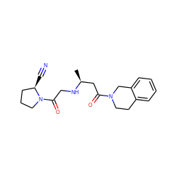 C[C@@H](CC(=O)N1CCc2ccccc2C1)NCC(=O)N1CCC[C@H]1C#N ZINC000013679184