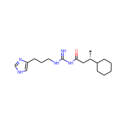 C[C@@H](CC(=O)NC(=N)NCCCc1c[nH]cn1)C1CCCCC1 ZINC000045497312