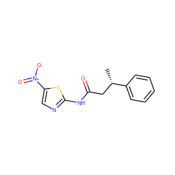 C[C@@H](CC(=O)Nc1ncc([N+](=O)[O-])s1)c1ccccc1 ZINC000004696152