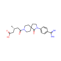 C[C@@H](CC(=O)O)CC(=O)N1CCC2(CC1)CCN(c1ccc(C(=N)N)cc1)C2=O ZINC000013560383