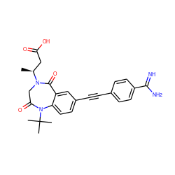 C[C@@H](CC(=O)O)N1CC(=O)N(C(C)(C)C)c2ccc(C#Cc3ccc(C(=N)N)cc3)cc2C1=O ZINC000013761182