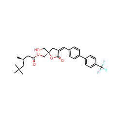 C[C@@H](CC(=O)OC[C@]1(CO)C/C(=C/c2ccc(-c3ccc(C(F)(F)F)cc3)cc2)C(=O)O1)CC(C)(C)C ZINC000040873004