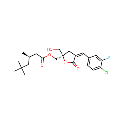 C[C@@H](CC(=O)OC[C@]1(CO)C/C(=C/c2ccc(Cl)c(F)c2)C(=O)O1)CC(C)(C)C ZINC000040872599