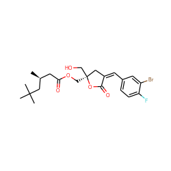 C[C@@H](CC(=O)OC[C@]1(CO)C/C(=C/c2ccc(F)c(Br)c2)C(=O)O1)CC(C)(C)C ZINC000040892278