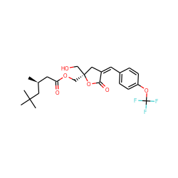 C[C@@H](CC(=O)OC[C@]1(CO)C/C(=C/c2ccc(OC(F)(F)F)cc2)C(=O)O1)CC(C)(C)C ZINC000040872792