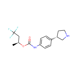 C[C@@H](CC(F)(F)F)OC(=O)Nc1ccc([C@@H]2CCNC2)cc1 ZINC000117721788