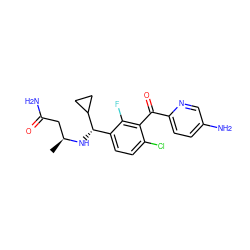 C[C@@H](CC(N)=O)N[C@@H](c1ccc(Cl)c(C(=O)c2ccc(N)cn2)c1F)C1CC1 ZINC001772607236