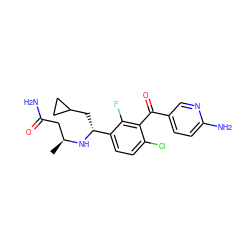 C[C@@H](CC(N)=O)N[C@H](CC1CC1)c1ccc(Cl)c(C(=O)c2ccc(N)nc2)c1F ZINC001772621782