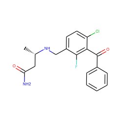 C[C@@H](CC(N)=O)NCc1ccc(Cl)c(C(=O)c2ccccc2)c1F ZINC000220682561