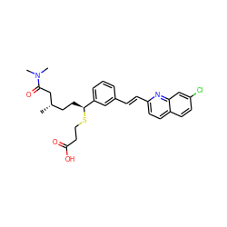 C[C@@H](CC[C@H](SCCC(=O)O)c1cccc(/C=C/c2ccc3ccc(Cl)cc3n2)c1)CC(=O)N(C)C ZINC000036268495