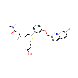 C[C@@H](CC[C@H](SCCC(=O)O)c1cccc(OCc2ccc3ccc(Cl)cc3n2)c1)CC(=O)N(C)C ZINC000036268519