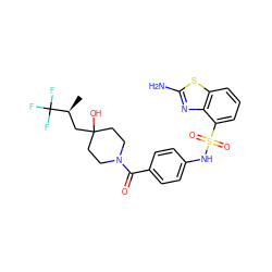 C[C@@H](CC1(O)CCN(C(=O)c2ccc(NS(=O)(=O)c3cccc4sc(N)nc34)cc2)CC1)C(F)(F)F ZINC000217764531