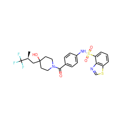 C[C@@H](CC1(O)CCN(C(=O)c2ccc(NS(=O)(=O)c3cccc4scnc34)cc2)CC1)C(F)(F)F ZINC000217619413