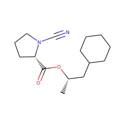 C[C@@H](CC1CCCCC1)OC(=O)[C@@H]1CCCN1C#N ZINC000028340487