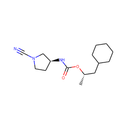 C[C@@H](CC1CCCCC1)OC(=O)N[C@H]1CCN(C#N)C1 ZINC000028351013